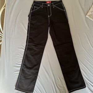 Black Cargo pants with white stitching
